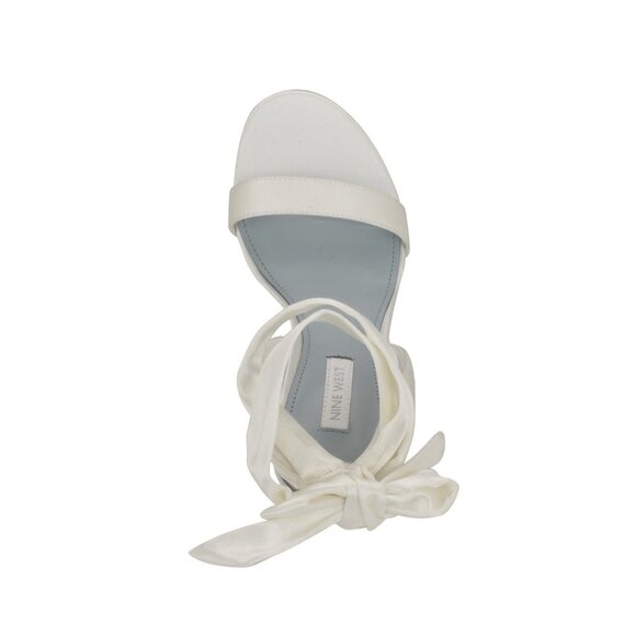 Nine West Womens Kelsie Ankle Wrap Sculpted Heel Sandals White Size 8.5M NIB - Picture 3 of 6